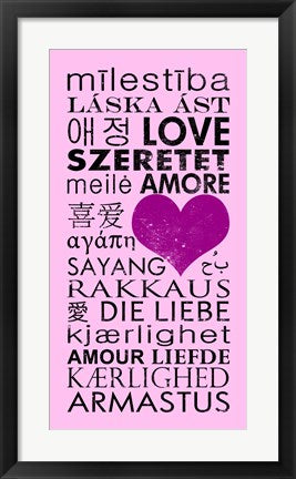 Framed Art Pink Love Languages by Veruca Salt Wall Decor 18x24 Artwork