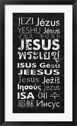 Framed Art Jesus in Different Languages Panel by Veruca Salt Wall Decor 18x24 Artwork
