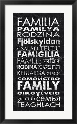 Framed Art Frame Art Family in Different Languages by Veruca Salt Wall Decor 18x24 Artwork