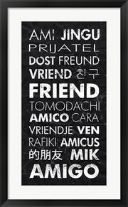 Framed Art Frame Art Friend in Different Languages by Veruca Salt Wall Decor 18x24 Artwork