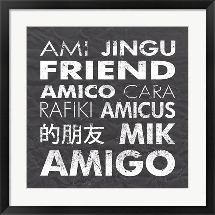 Framed Art Friend Square Gray by Veruca Salt Wall Decor 18x24 Artwork