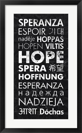 Framed Art Hope in Different Languages by Veruca Salt Wall Decor 18x24 Artwork