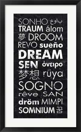 Framed Art Frame Art Dream in Different Languages by Veruca Salt Wall Decor 18x24 Artwork