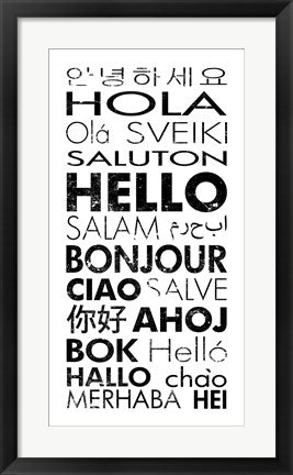 Framed Art Hello Languages by Veruca Salt Wall Decor 18x24 Artwork