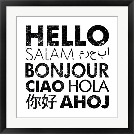 Framed Art Hello Square by Veruca Salt Wall Decor 18x24 Artwork