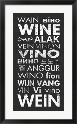 Framed Art Wine in Different Languages by Veruca Salt Wall Decor 18x24 Artwork