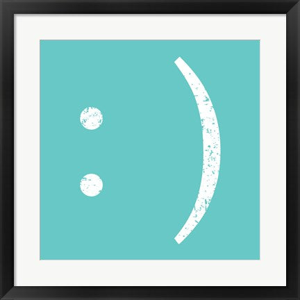 Framed Art Aqua Smiley by Veruca Salt Wall Decor 18x24 Artwork