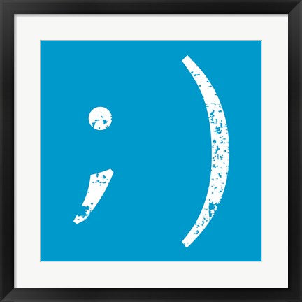 Framed Art Blue Wink Smiley by Veruca Salt Wall Decor 18x24 Artwork