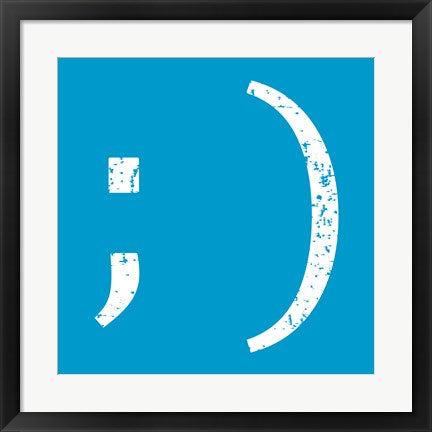 Framed Art Blue Wink Smile by Veruca Salt Wall Decor 18x24 Artwork