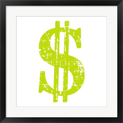 Framed Art Lime Dollar Sign by Veruca Salt Wall Decor 18x24 Artwork