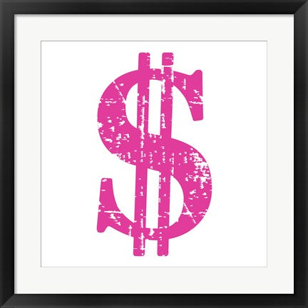 Framed Art Pink Dollar Sign by Veruca Salt Wall Decor 18x24 Artwork