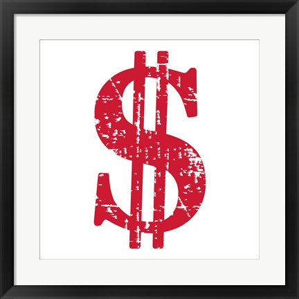 Framed Art Red Dollar Sign by Veruca Salt Wall Decor 18x24 Artwork