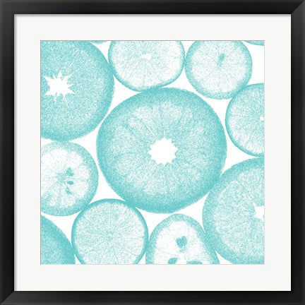 Framed Art Aqua Lemon Slices by Veruca Salt Wall Decor 18x24 Artwork