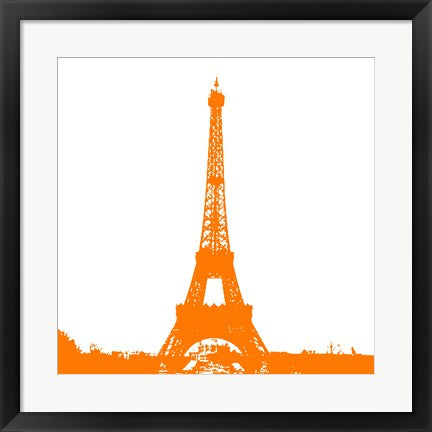 Framed Art Orange Eiffel Tower by Veruca Salt Wall Decor 18x24 Artwork