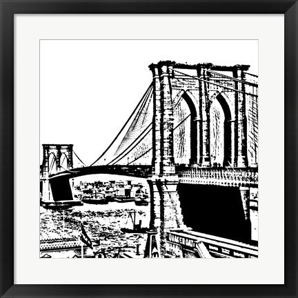 Framed Art Black Brooklyn Bridge by Veruca Salt Wall Decor 18x24 Artwork