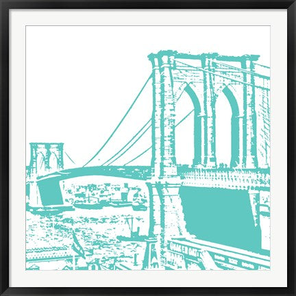 Framed Art Aqua Brooklyn Bridge by Veruca Salt Wall Decor 18x24 Artwork