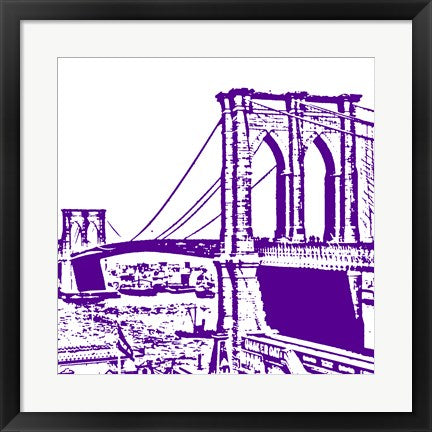 Framed Art Purple Brooklyn Bridge by Veruca Salt Wall Decor 18x24 Artwork