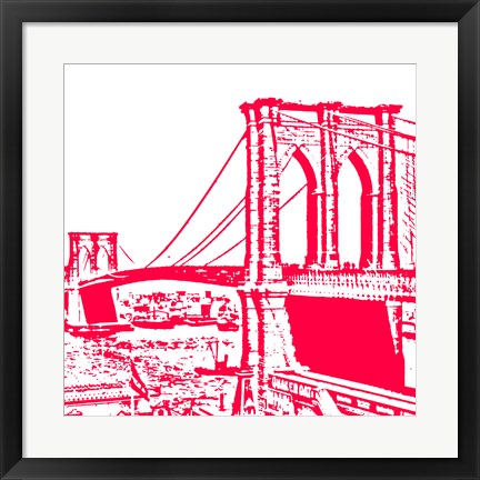 Framed Art Red Brooklyn Bridge by Veruca Salt Wall Decor 18x24 Artwork