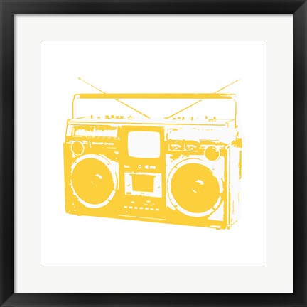 Framed Art Yellow Boom Box by Veruca Salt Wall Decor 18x24 Artwork