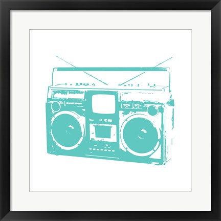 Framed Art Aqua Boom Box by Veruca Salt Wall Decor 18x24 Artwork