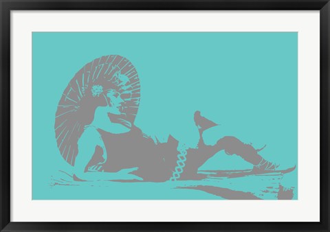 Framed Art Frame Art 1920s Parasol on Blue by George Dilorenzo Wall Decor 18x24 Artwork