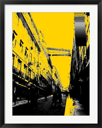 Framed Art Frame Art City Street on Yellow by George Dilorenzo Wall Decor 18x24 Artwork