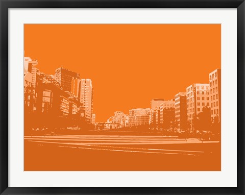 Framed Art Frame Art City Block on Orange by George Dilorenzo Wall Decor 18x24 Artwork