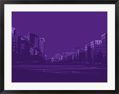 Framed Art Frame Art City Block on Purple by George Dilorenzo Wall Decor 18x24 Artwork