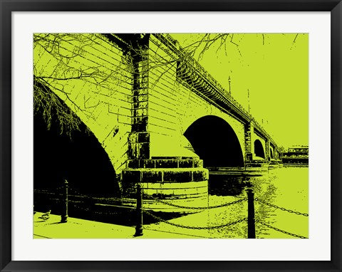 Framed Art London Bridges on Lime by George Dilorenzo Wall Decor 18x24 Artwork