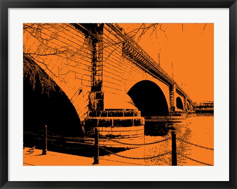 Framed Art London Bridges on Orange by George Dilorenzo Wall Decor 18x24 Artwork