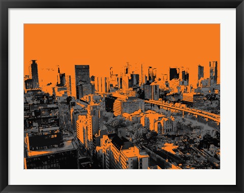 Framed Art Skyline in Osaka2 by George Dilorenzo Wall Decor 18x24 Artwork