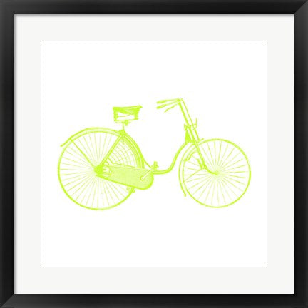 Framed Art Lime On White Bicycle by Veruca Salt Wall Decor 18x24 Artwork