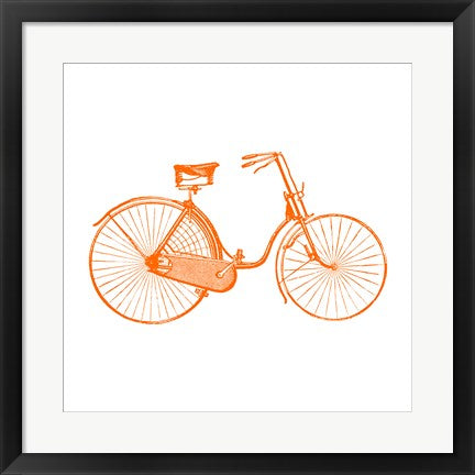 Framed Art Orange On White Bicycle by Veruca Salt Wall Decor 18x24 Artwork