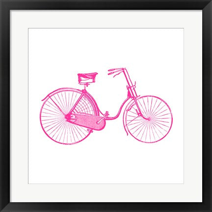 Framed Art Pink On White Bicycle by Veruca Salt Wall Decor 18x24 Artwork