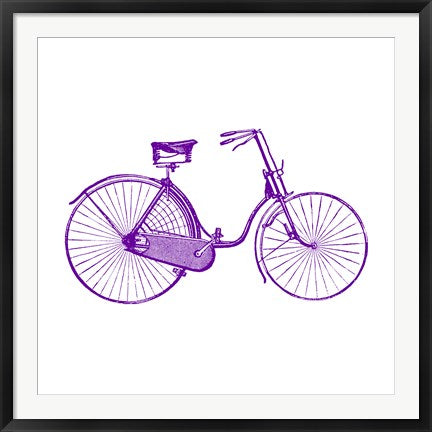 Framed Art Purple On White Bicycle by Veruca Salt Wall Decor 18x24 Artwork