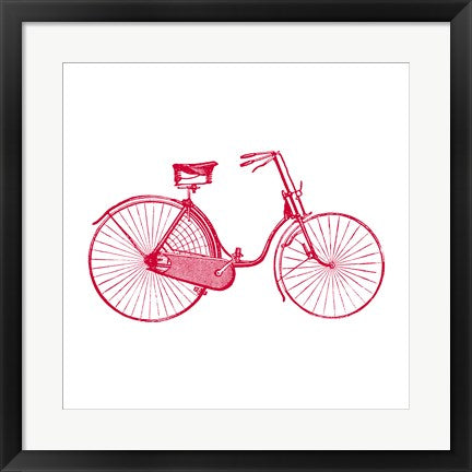 Framed Art Red on White Bicycle by Veruca Salt Wall Decor 18x24 Artwork