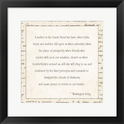 Framed Art Mother is the Truest Friend by Veruca Salt Wall Decor 18x24 Artwork