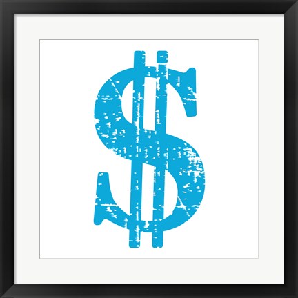 Framed Art Blue Dollar Sign by Veruca Salt Wall Decor 18x24 Artwork