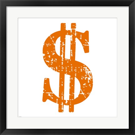 Framed Art Orange Dollar Sign by Veruca Salt Wall Decor 18x24 Artwork
