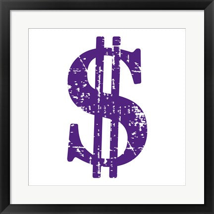 Framed Art Purple Dollar Sign by Veruca Salt Wall Decor 18x24 Artwork