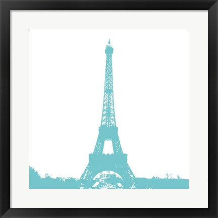 Framed Art Aqua Eiffel Tower by Veruca Salt Wall Decor 18x24 Artwork