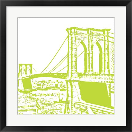 Framed Art Lime Brooklyn Bridge by Veruca Salt Wall Decor 18x24 Artwork