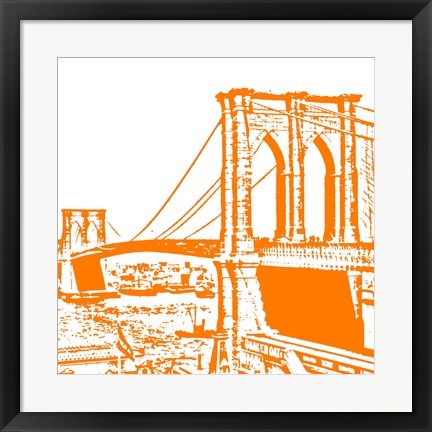 Framed Art Orange Brooklyn Bridge by Veruca Salt Wall Decor 18x24 Artwork