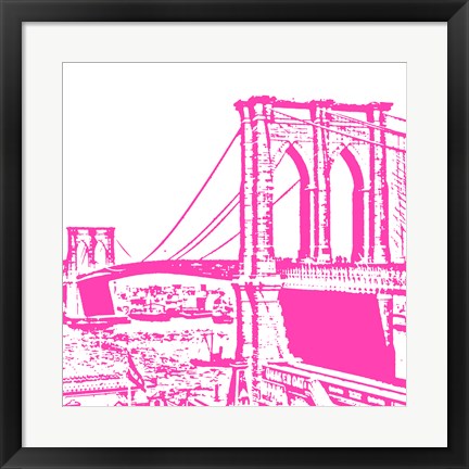 Framed Art Pink Brooklyn Bridge by Veruca Salt Wall Decor 18x24 Artwork