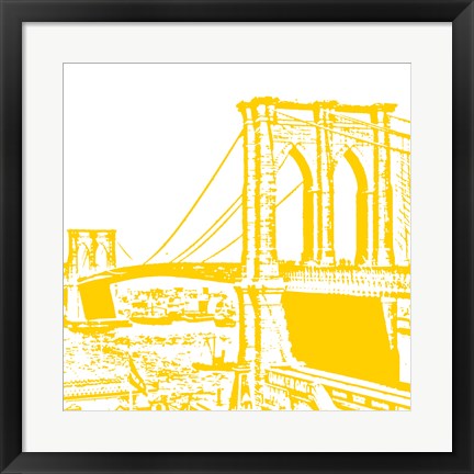 Framed Art Yellow Brooklyn Bridge by Veruca Salt Wall Decor 18x24 Artwork