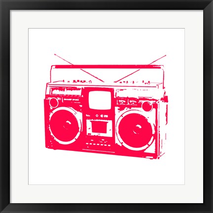Framed Art Red Boom Box by Veruca Salt Wall Decor 18x24 Artwork