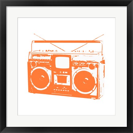 Framed Art Orange Boom Box by Veruca Salt Wall Decor 18x24 Artwork