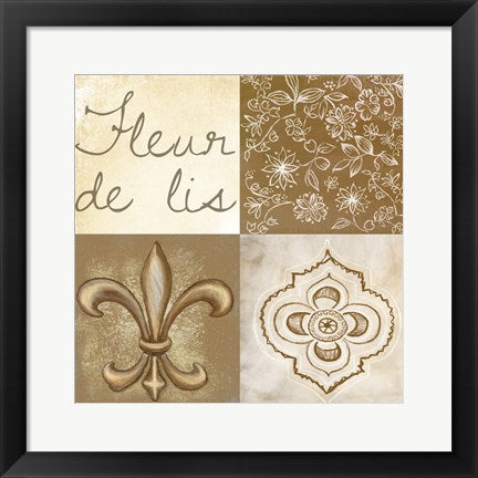 Framed Art Fleur de Lis Square by Veruca Salt Wall Decor 18x24 Artwork
