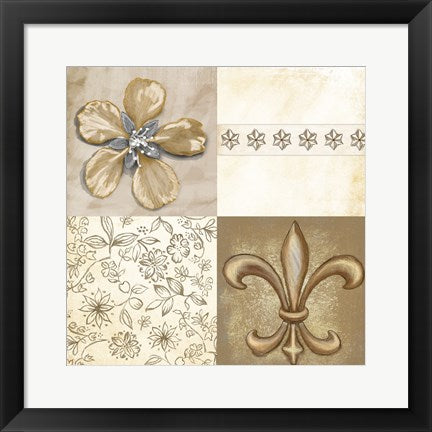 Framed Art Fleur de Lis Square II by Veruca Salt Wall Decor 18x24 Artwork