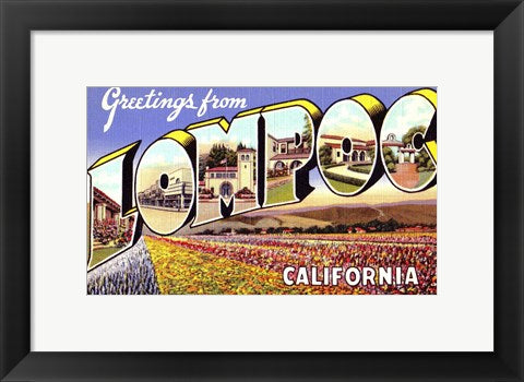 Framed Art Greetings from Lompoc California Wall Decor 18x24 Artwork